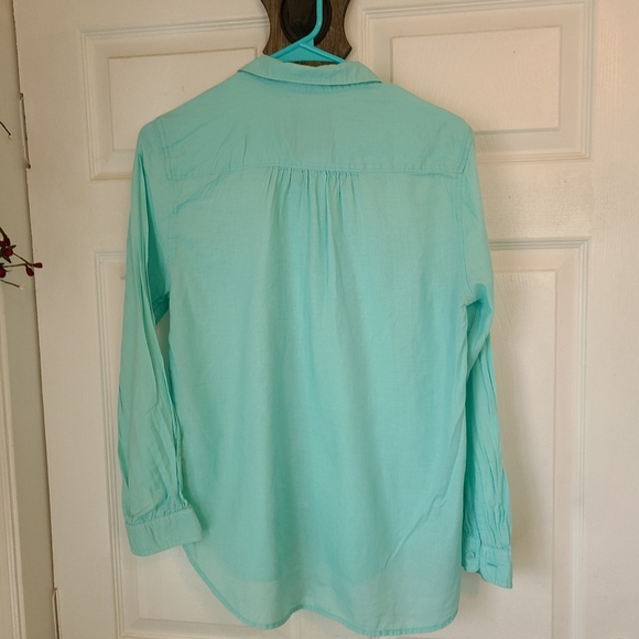 (1173) American Eagle Outfitters Woman's Long Sleeve Blouse, Size: Medium Green - Picture 6 of 8